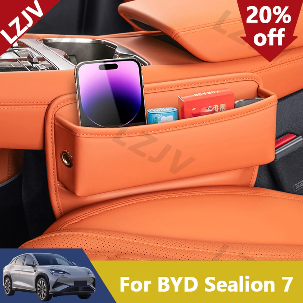New For 2024 2025 BYD Sealion 7 EV Special Seat Gap Leather Storage Box Front Seat Clip Gap Storage Box Interior Decoration Supp