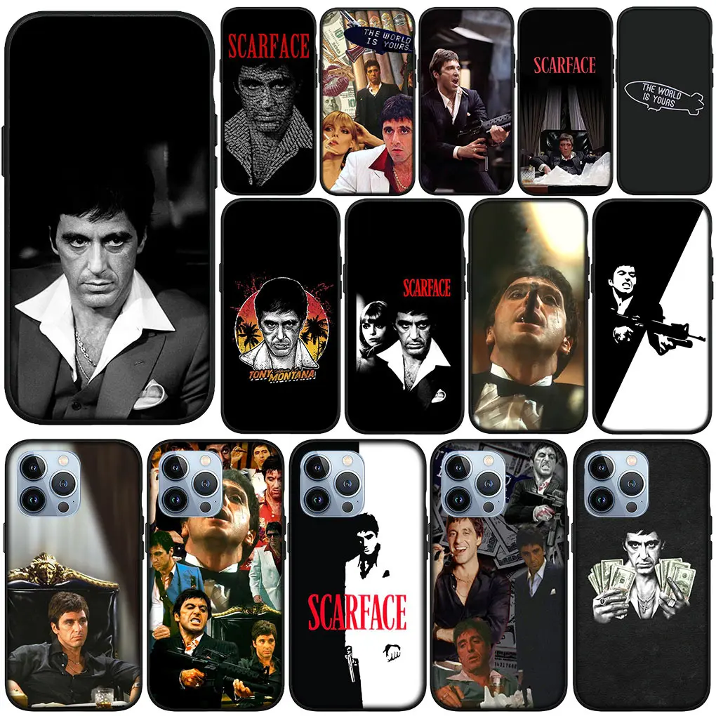 Al Tony Pacino Montana S-Scarfaces Soft Cover for Apple iPhone 15 14 Plus 13 12 Mini Pro Max XR + 13Pro 14+ 15+ Phone Case