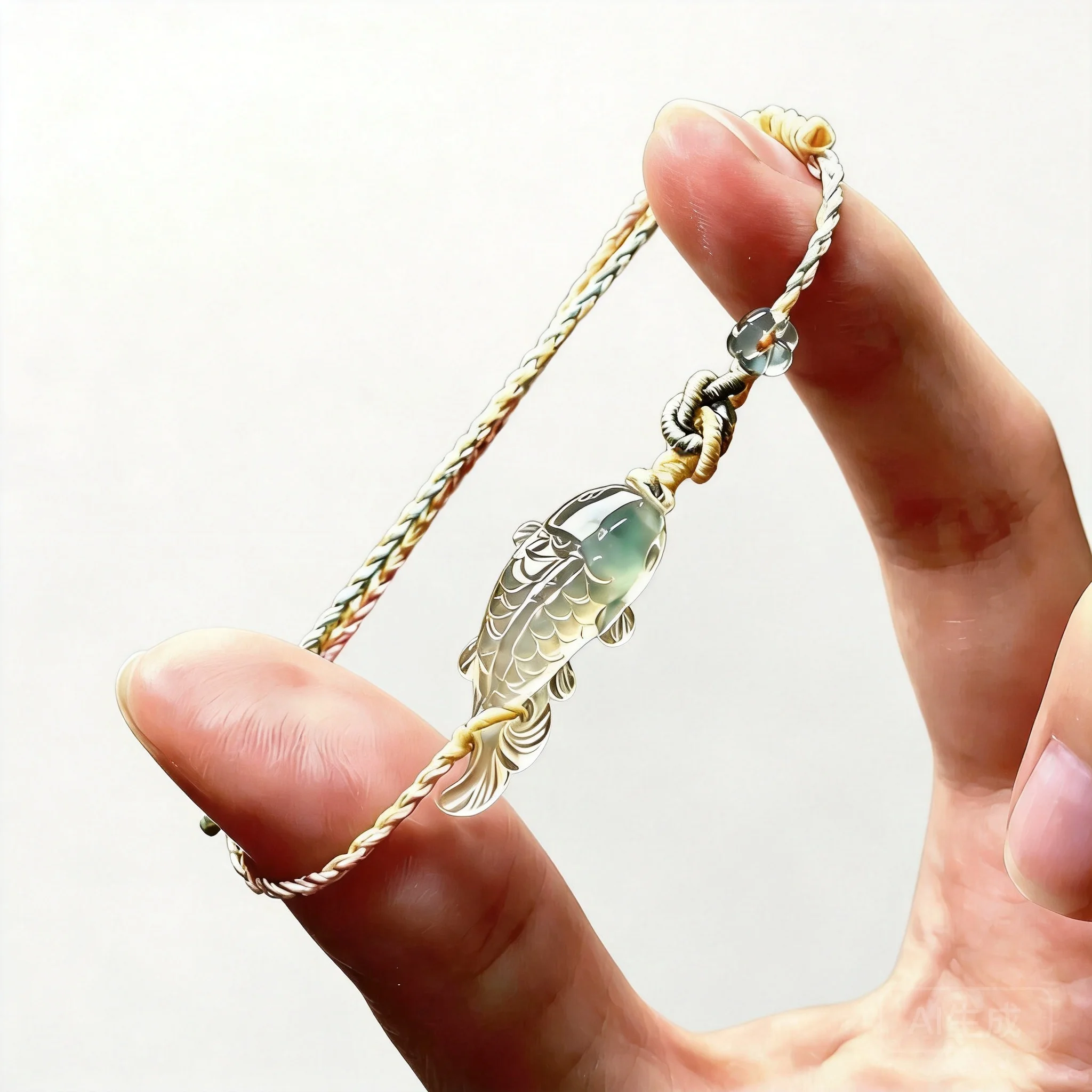 Chinese Style Lucky Koi Fish Bracelet Adjustable Handmade Braided Rope Translucent Green Carp Charm Bracelet For Her Good Luck