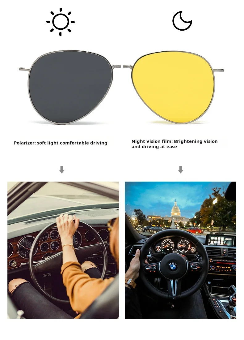 YIMARUILI Herren Pilot Polarisierte Magnetische Clip-On Brille Retro Große Größe UV400 Optische Brillen Rahmen Frauen 8618 – Detail 3