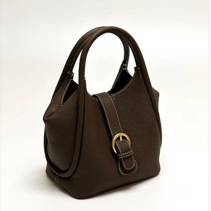 

Vintage Commuter Portable Bucket Bag 2024 New Minority Luxury Cowhide Leather Handbags All-match Casual Purses Bolsos Mujer