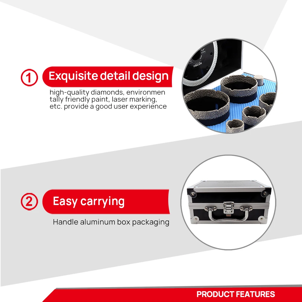 DT-DIATOOL-Diamond Drilling Bits, for Tile, Porcelain, Granite, Milling Cutters, Ceramic Core Holes, Cutting Disc, 8Pcs per Box
