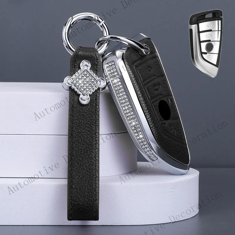 Z+ Diamond Leather Car Key Case Cover For BMW X1 X2 X3 X4 X5 X6 X7 2 3 4 5 6 Series