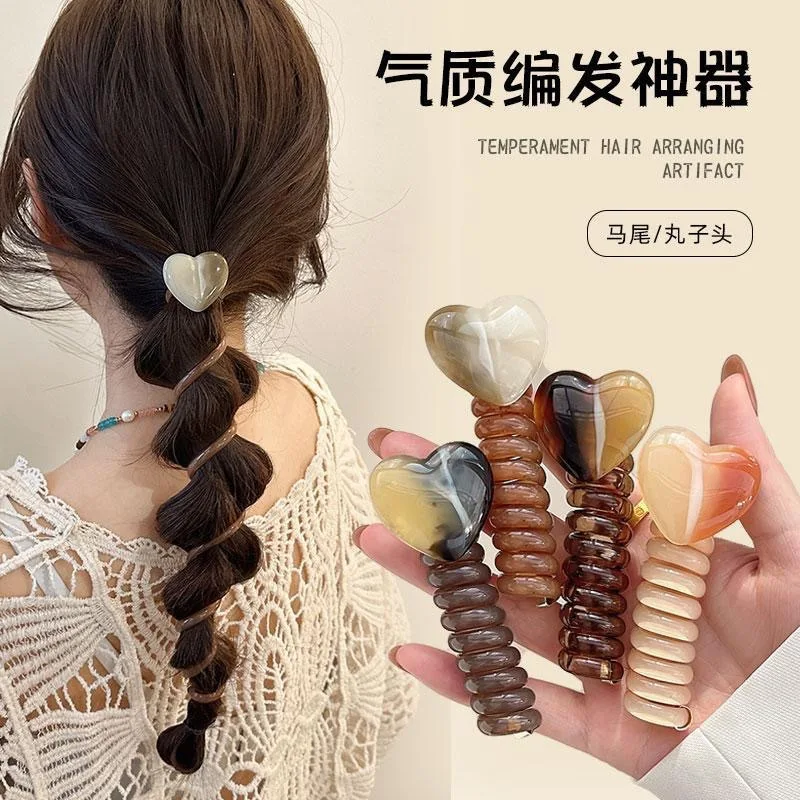 Minimalist Bubble Braided Head Rope for Women 2024 Internet Celebrity High end Love Phone Line Hair Loop and Horsetail Weaving