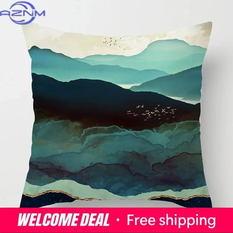 Nordic Mountains Moon Sunrise Metal Painting Pillowcase Sofa Decoration Cushion Cover 40*40 Home Decoration Cushion Cover 60*60