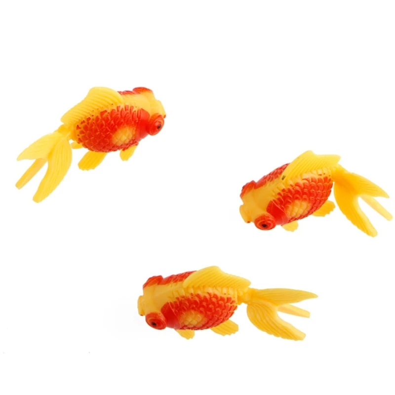 3 Pieces Artificial Moving Small Fish Plastic Gold Fish  Aquarium Decoration for Fish for Tank Bright Color