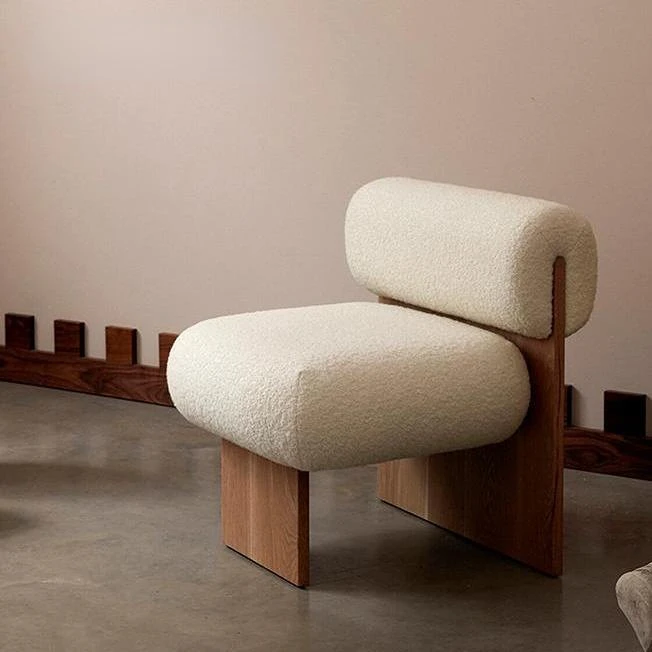 Nordic modern lamb wool designer single chair living room bedroom single sofa stool chair bedroom furniture stool chair