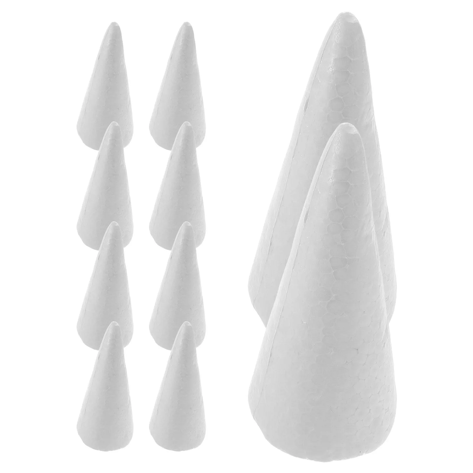 

12Pcs Foam Cone White Polystyrene DIY Craft Supplies for Activities Preschool Kindergarten DIY Cone Flower Stand