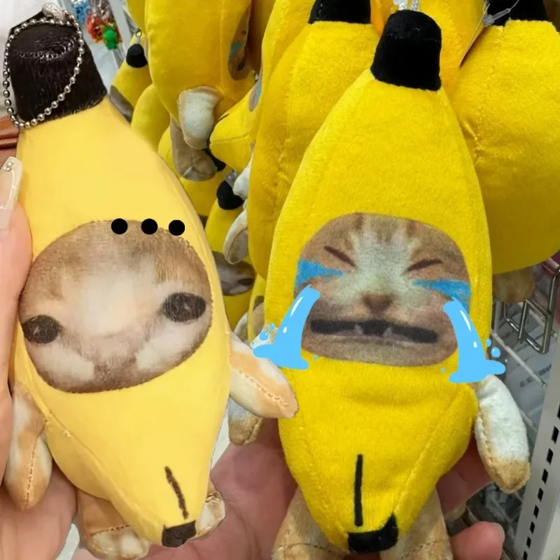 1/2Pcs Crying Banana Pendant for Schoolbag Handbag Car Accessory Big Size Banana Cat Doll Keychain Cartoon Pendant Kids Toy Gift