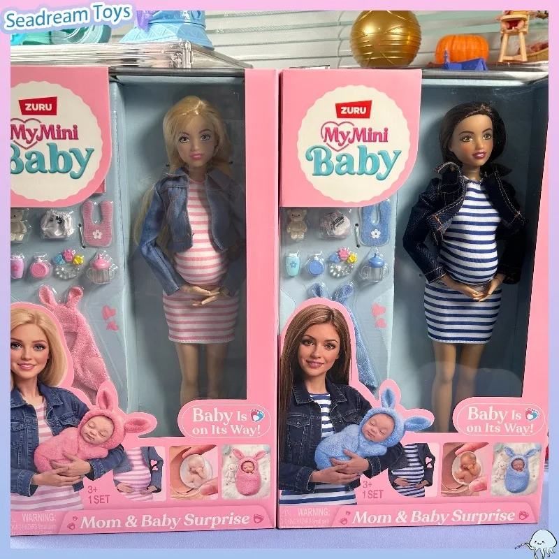 Genuine ZURU My Mini Baby Mom & Baby Surprise Doll Set Role Play Simulation Toy Desktop Ornament Collectible Souvenir Present view 3