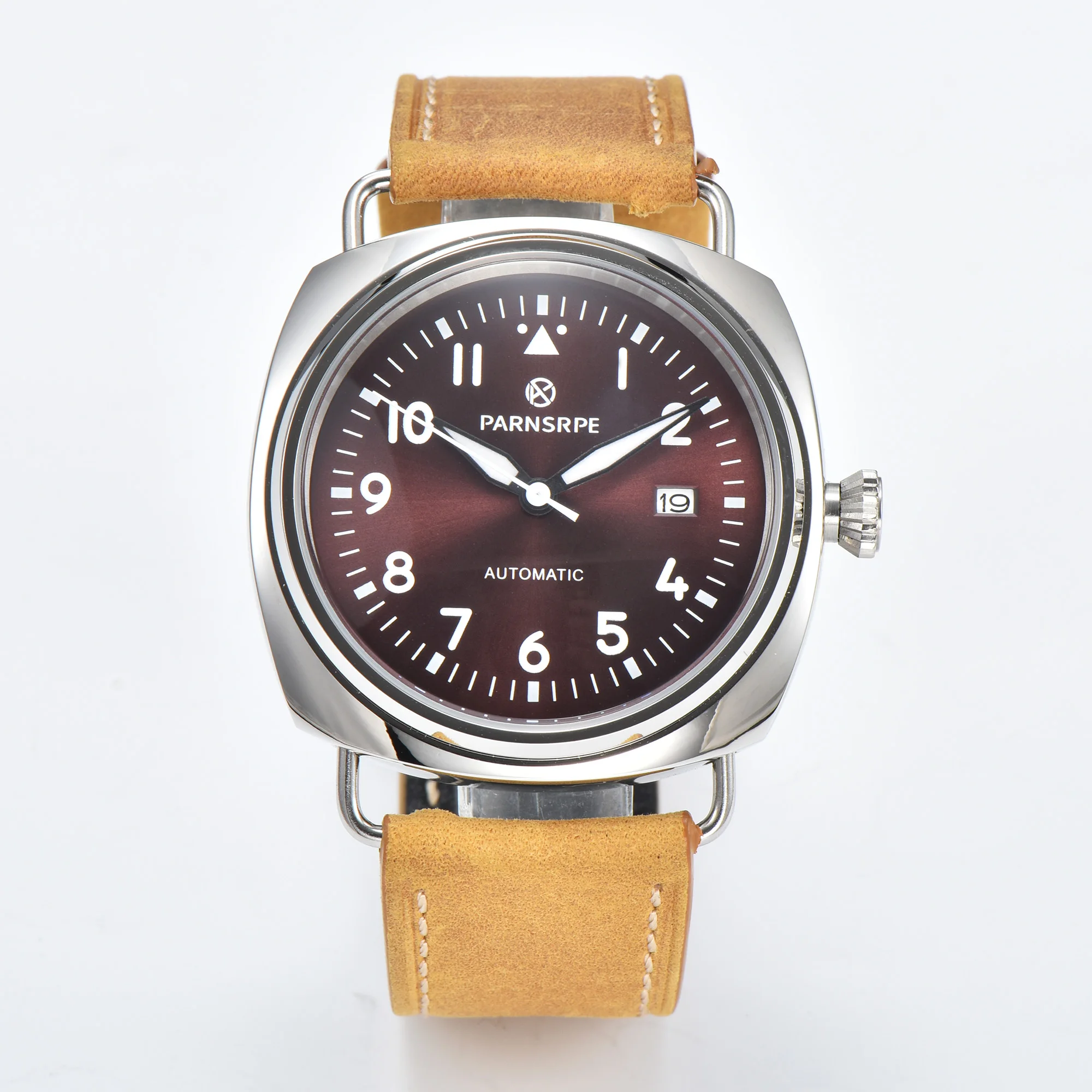 PARNSPPE 44 мм винтажные авиаторы сапфировое стекло NH35 механизм светящийся циферблат полностью автоматические механические часы 100 м водонепроницаемые
