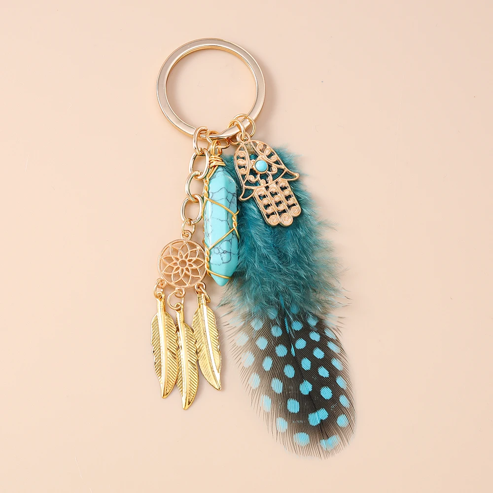 Aihua Boho-Traumfänger-Schlüsselanhänger mit großen Federn für Damen und Mädchen, Handtaschenanhänger, Traumfänger-Schlüsselanhänger, Schmuck, Geschenke – Detail 4