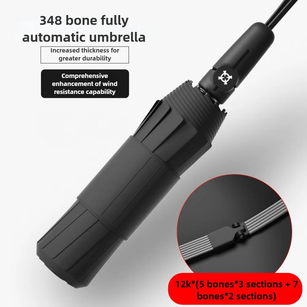 

1 шт. 3448, полностью автоматический зонт из кости, двойного назначения для дождя и дождя, объемная поверхность зонта, ветрозащитные ребра для зонта