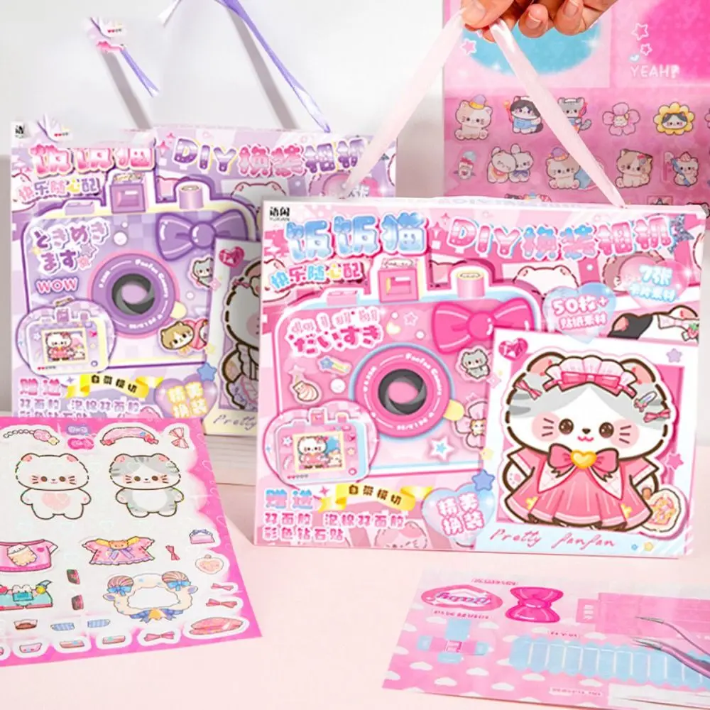 New Design DIY Dress up Toy Rice Cat Theme Puzzle Style Handmade Diy Toys Crop Free Camera Sticker Games Quiet Book