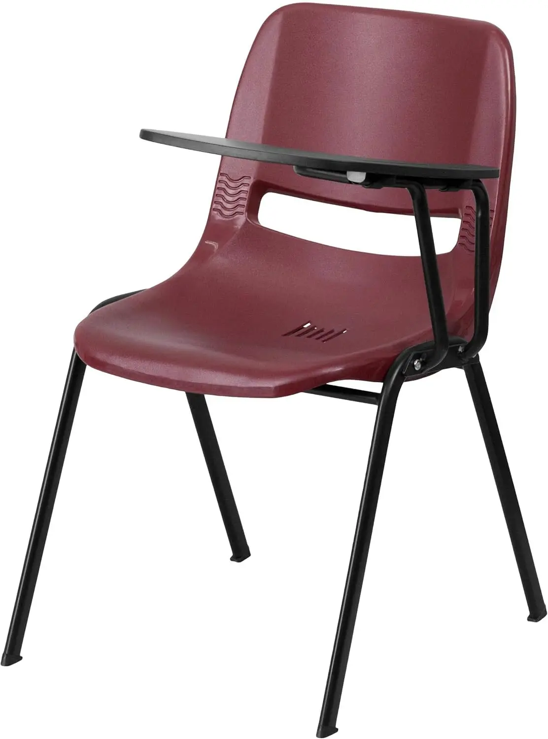 

Burgundy Ergonomic Shell Chair With Left Handed Flip-Up Tablet Arm