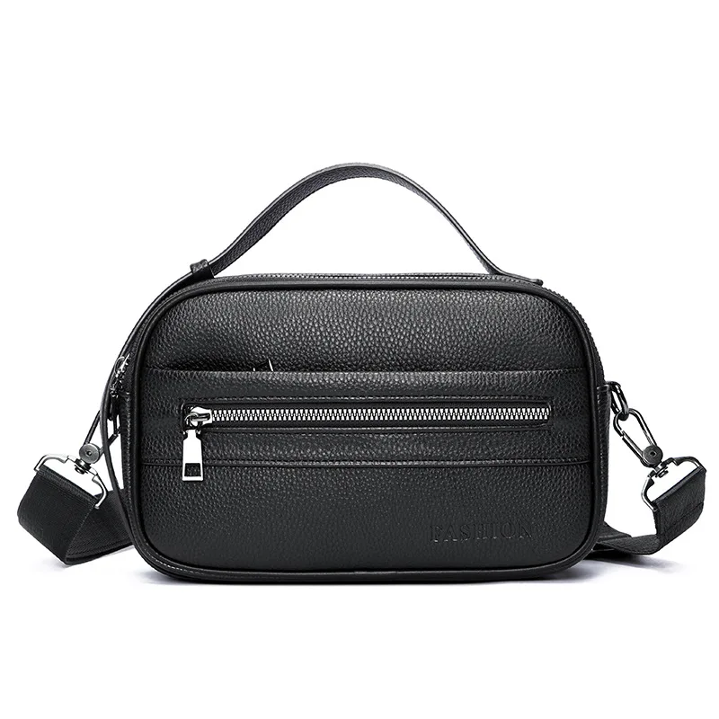 Men Handheld Crossbody Messenger Bag Multi‑Zipper Pockets Adjustable Strap for Daily Commute Business Travel Casual Outdoor Use