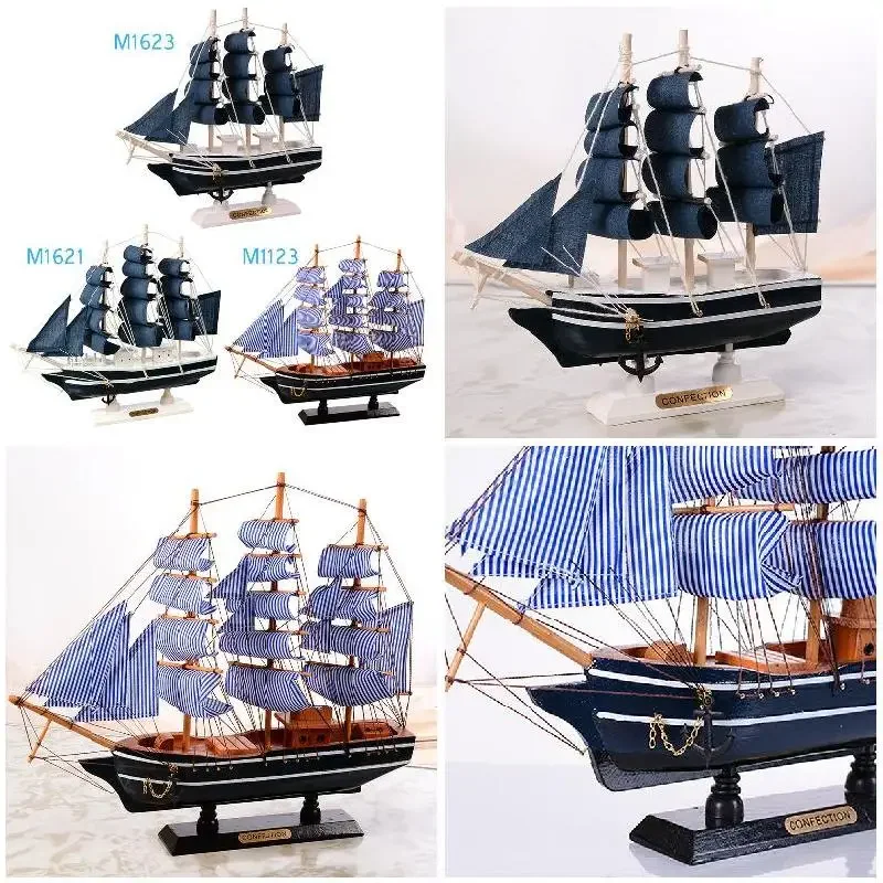 Latest Hit Product Wooden Pirate Ship Model - Mediterranean Style Handmade Carving for Home & Gift Decor (Nautical Ornament)