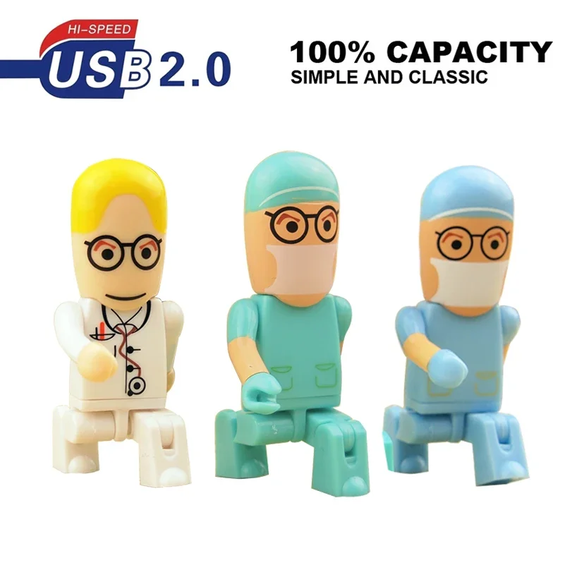 plastic doctors memory stick doctor nurses pendrive Usb 2.0 Flash Drive 4GB 8GB 16GB 32GB 64GB 128GB USB flash disk gift