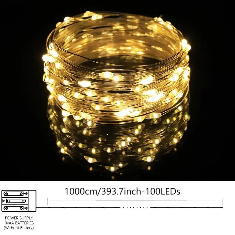 10M LED String Lights, Battery-Powered Hanging Lights, Perfect for Room Decoration and Home Accents, Festive Ambiance Lighting