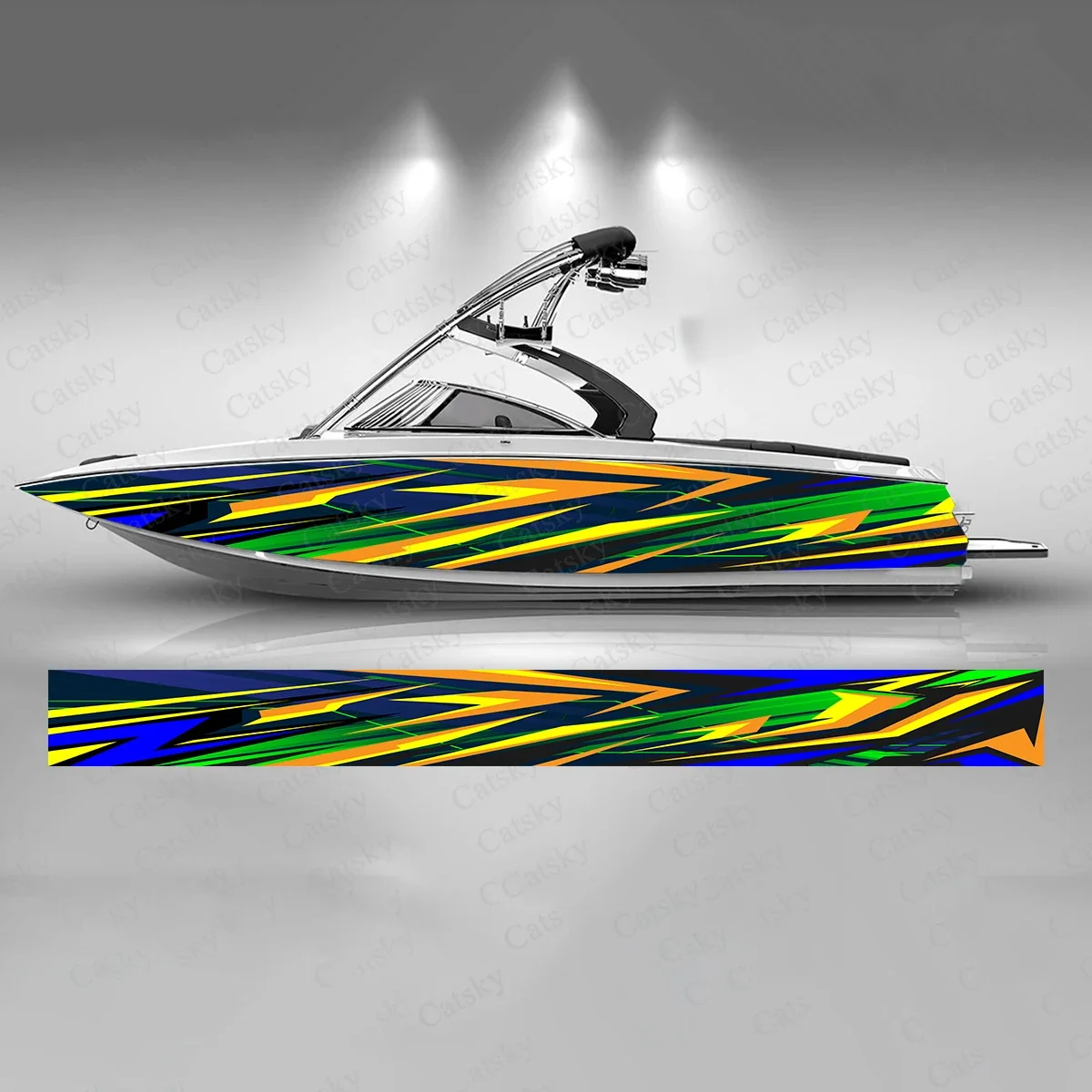 Abstract Flame Geometry Boat Sticker Fashion Custom Fish Boat-Sticker Vinyl Waterproof Boat Wrap Graphic Boat Wrap Decal