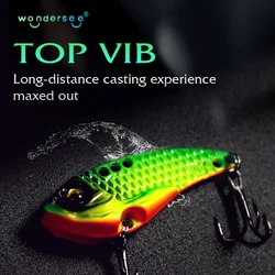 Wondersee 5PCS with Box Switchable Vibration VIB Spinner Spoon Jerkbait Hard Lure Treble hooks Trolling Sinking Wobbler Swimbait