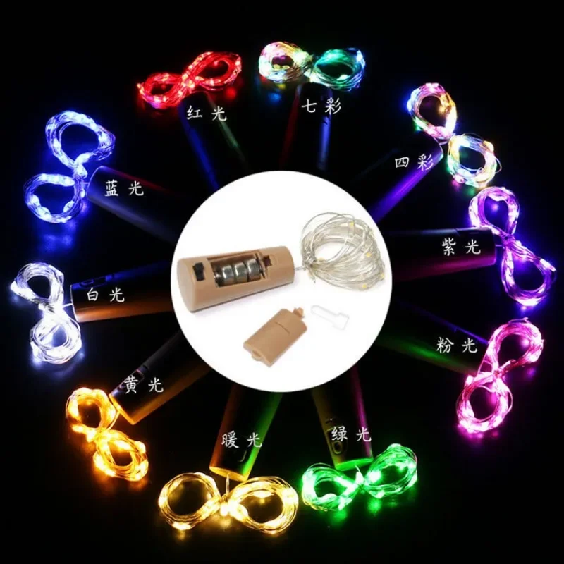 Wijnfles Lampjes Met Kurk Led String Batterij Sprookjesachtige Lichten Slinger Voor Kerstfeest Bruiloft Decoratie Fles Lampjes