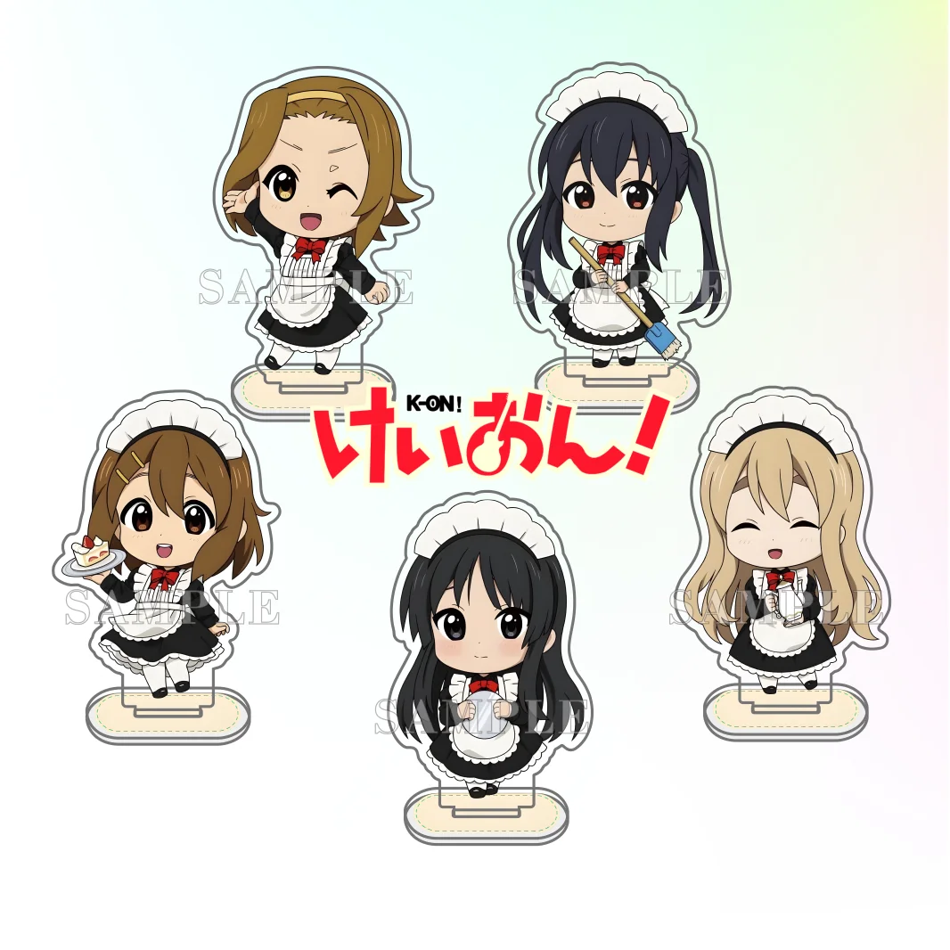 K-ON! Cafe Maid Uniform Cute Chibi Acrylic Stand Figures Keychain Anime Collectible Standee Desk Decor Gift for Anime Fans 10CM