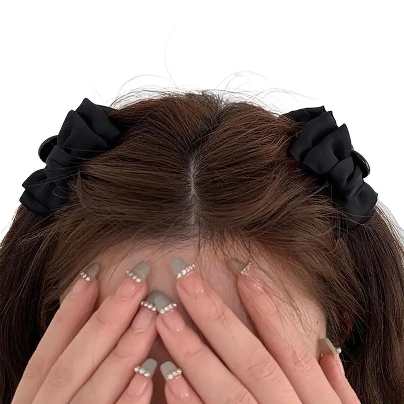 Schwarz-weiß-rote kleine Haarspange mit Schleife für Frauen und Mädchen, Haarspange für Stirn und Seitenstilisierung – Detail 6