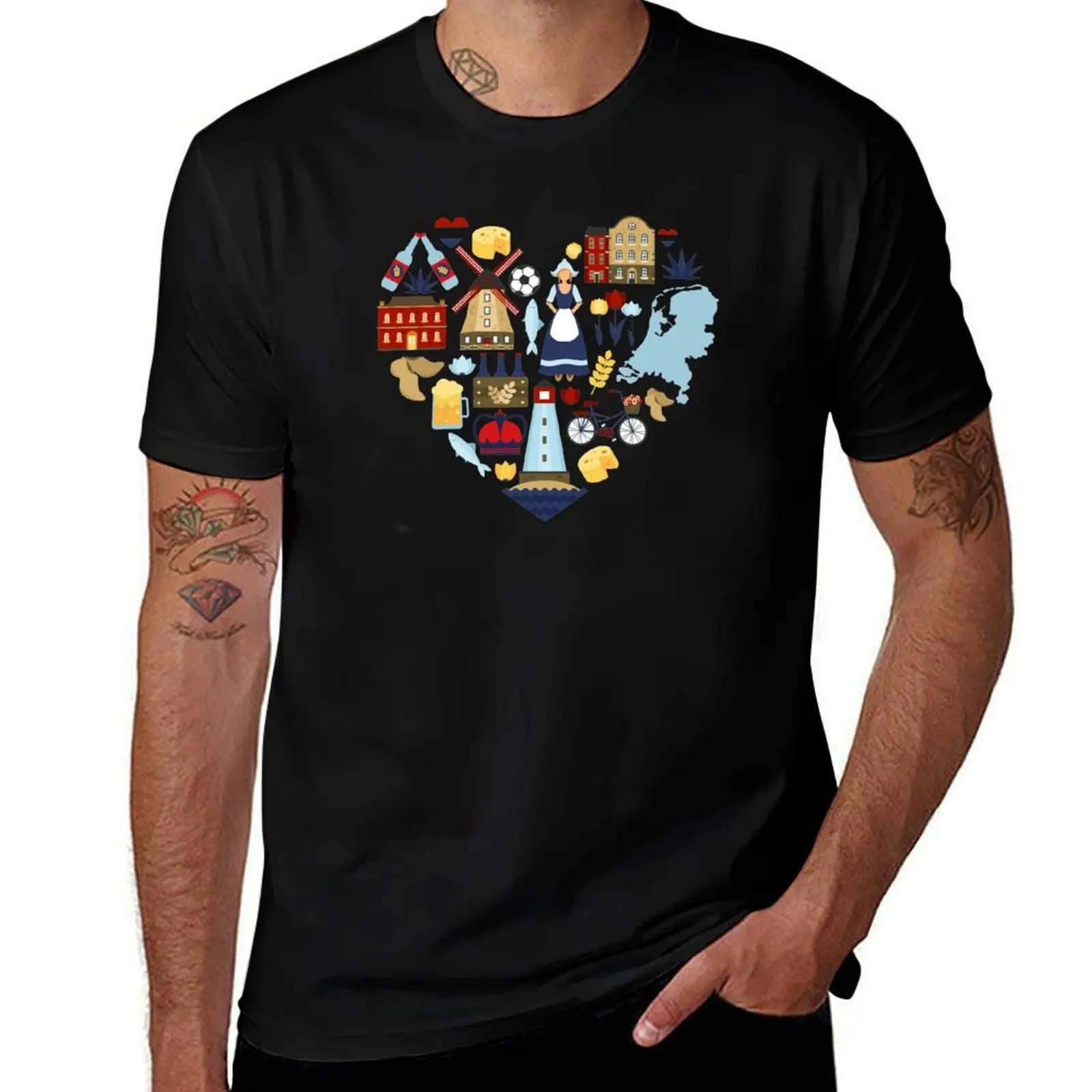 Netherlands Holland Souvenir T-Shirt Casual Simple Design Short Sleeve Shirt T-Shirt