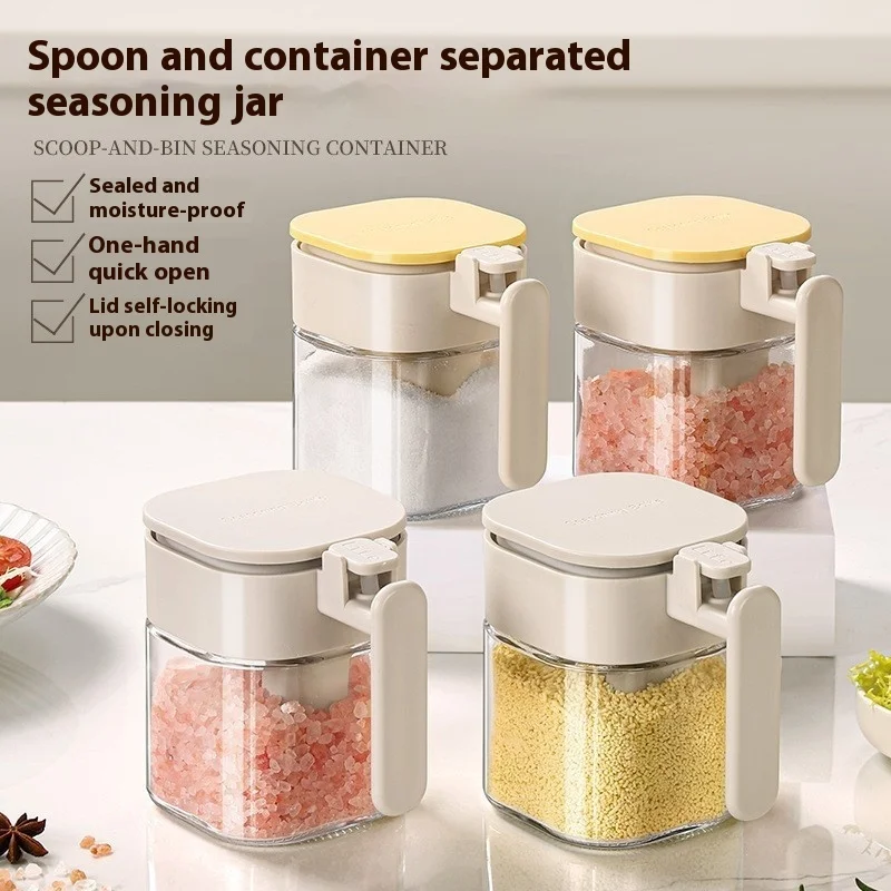 

Kitchen Sealed Seasoning Jar - Household Glass Style,-Proof, Fits Salt/Cumin, Seasoning Bottle & Box​