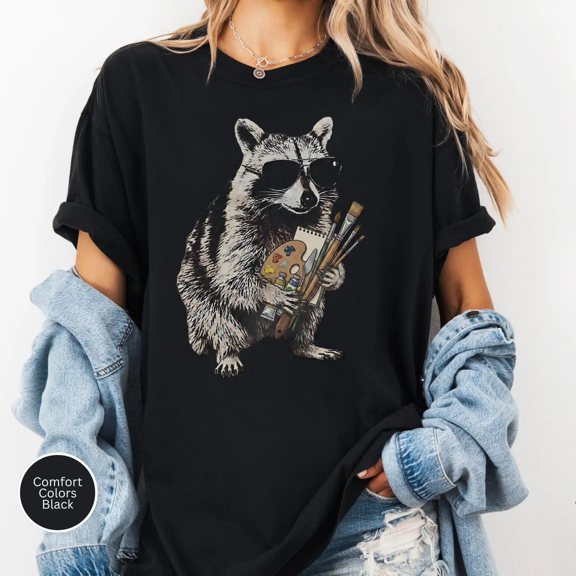 Art Teacher Shirt, Raccoon Art Teacher Tee, Painter Artist Gift, Women Art Educator, Funny Art Elective Teacher