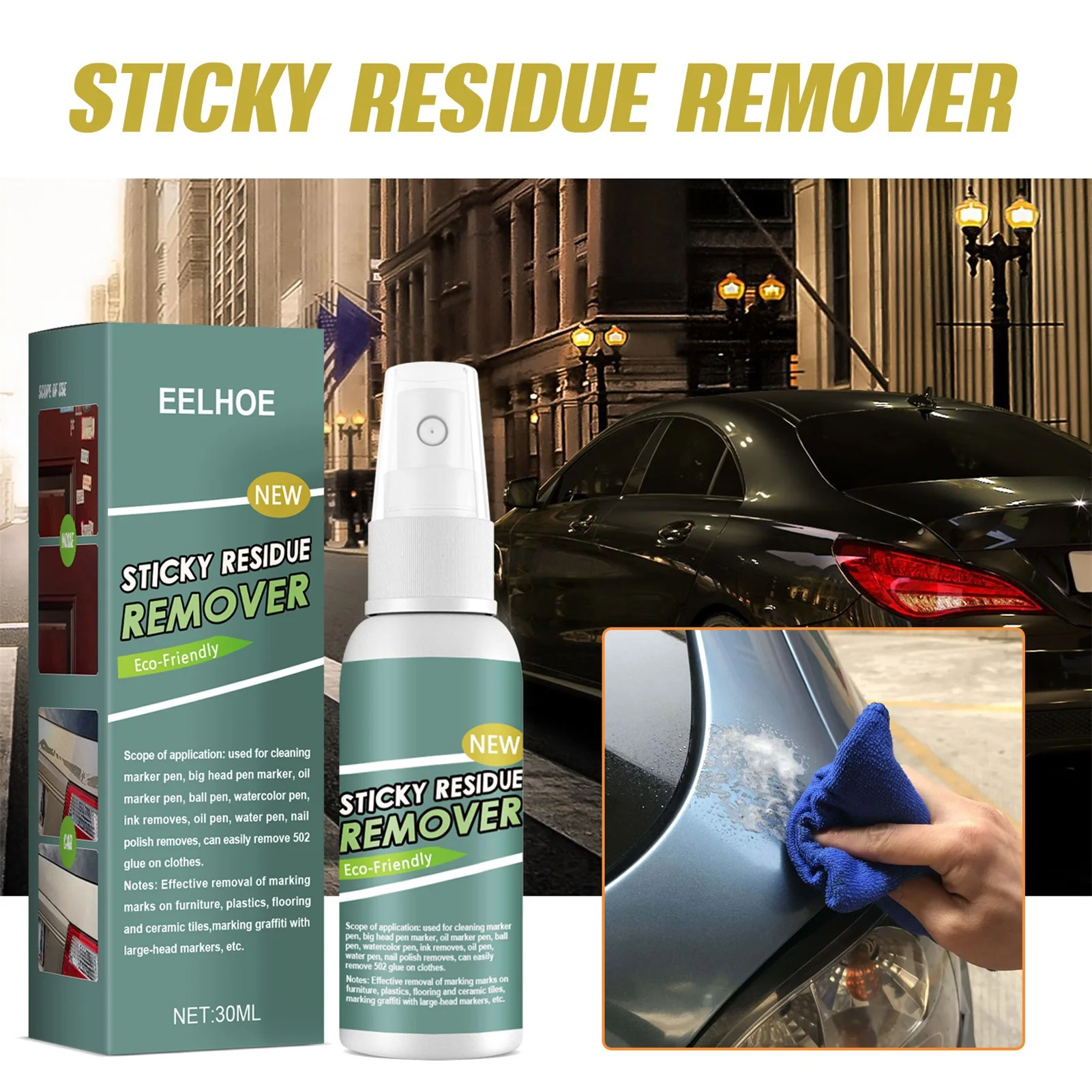 30ML Quick And Easy Sticker Remover Sticky Esidue Remover Wall Sticker Glue Removal Car Glass Label Cleaner Adhesive Glue Spray