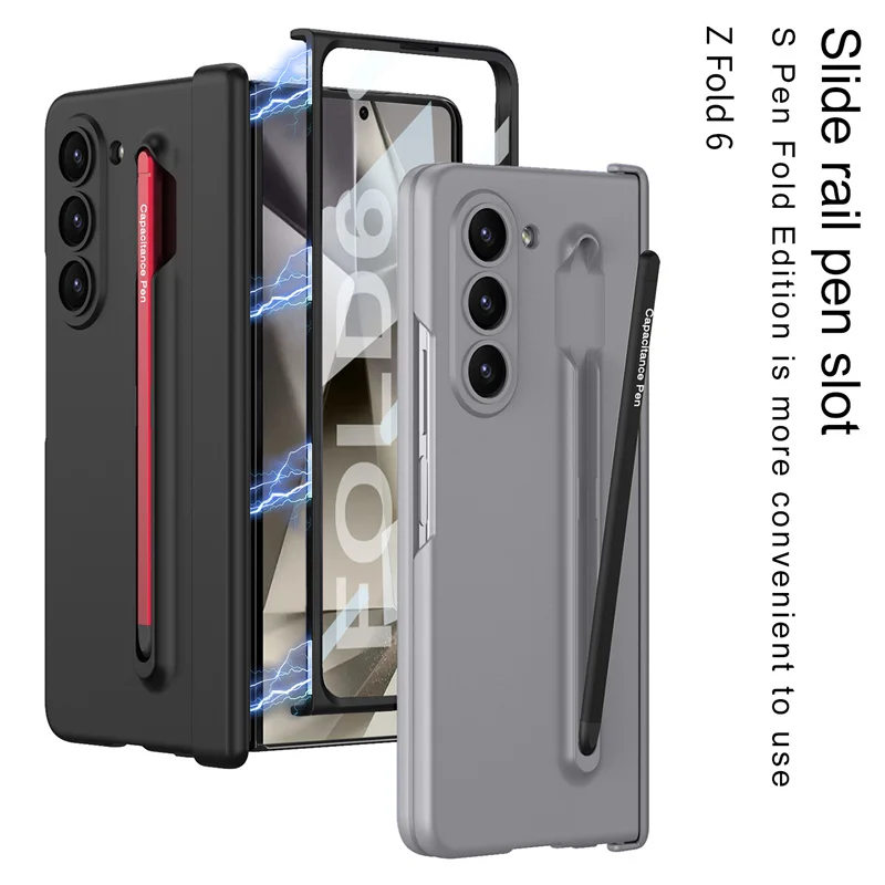 5G Case With Touch Pen Protection Holder Cover For Samsung Galaxy Z Fold 6 5 With S Pen Magnetic Hinge Case For Fold6 Fold5 5G