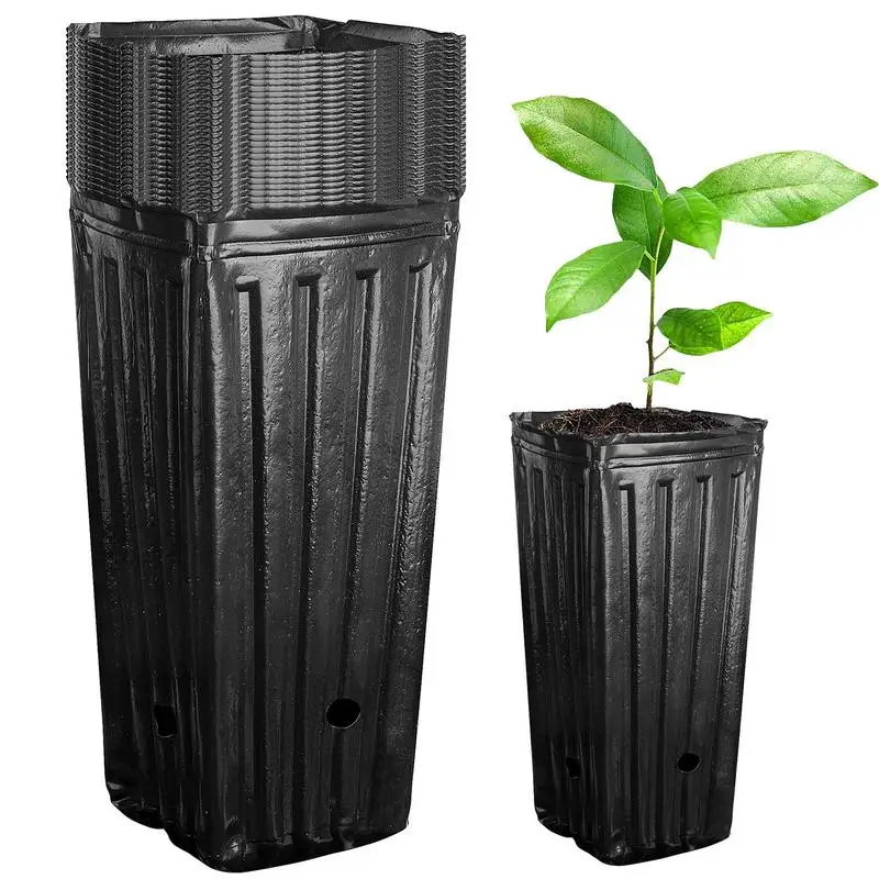 20 Pcs Tall Tree Pot Disposable Seedling Cup Nutrition Bags  Seedling Flower Plant Container Starting Pots With Drainage Holes 