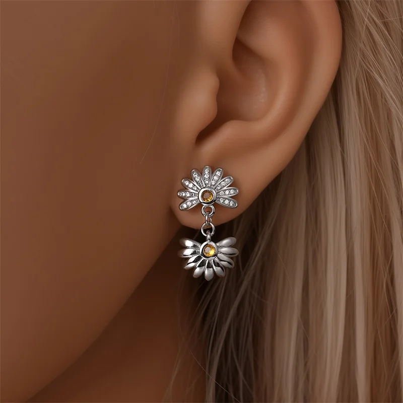 Fresh Spring Women\'s 925 Sterling Silver Tulip Rose Bee Fruit Original Design Earrings Fit Engagement Party Exquisite Jewelry
