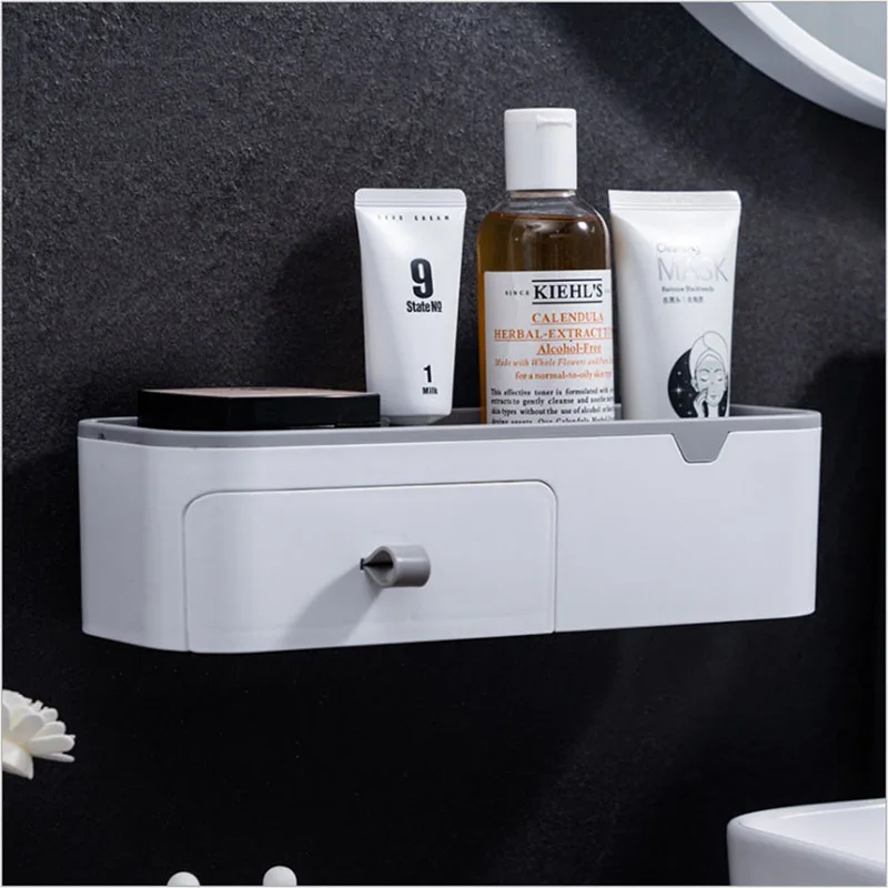 Punch-Free Drawer Storage Rack Bathroom Shelf Cosmetic Storage Organizer For Kitchen Household Bathroom Accessories Container