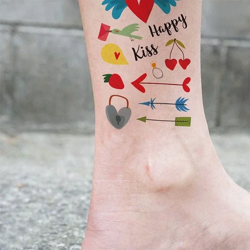1/10Sheets Love Tattoos Disposable Wedding Anniversary Party Temporary Body Arm Stickers Waterproof Makeup Concealer Sticker