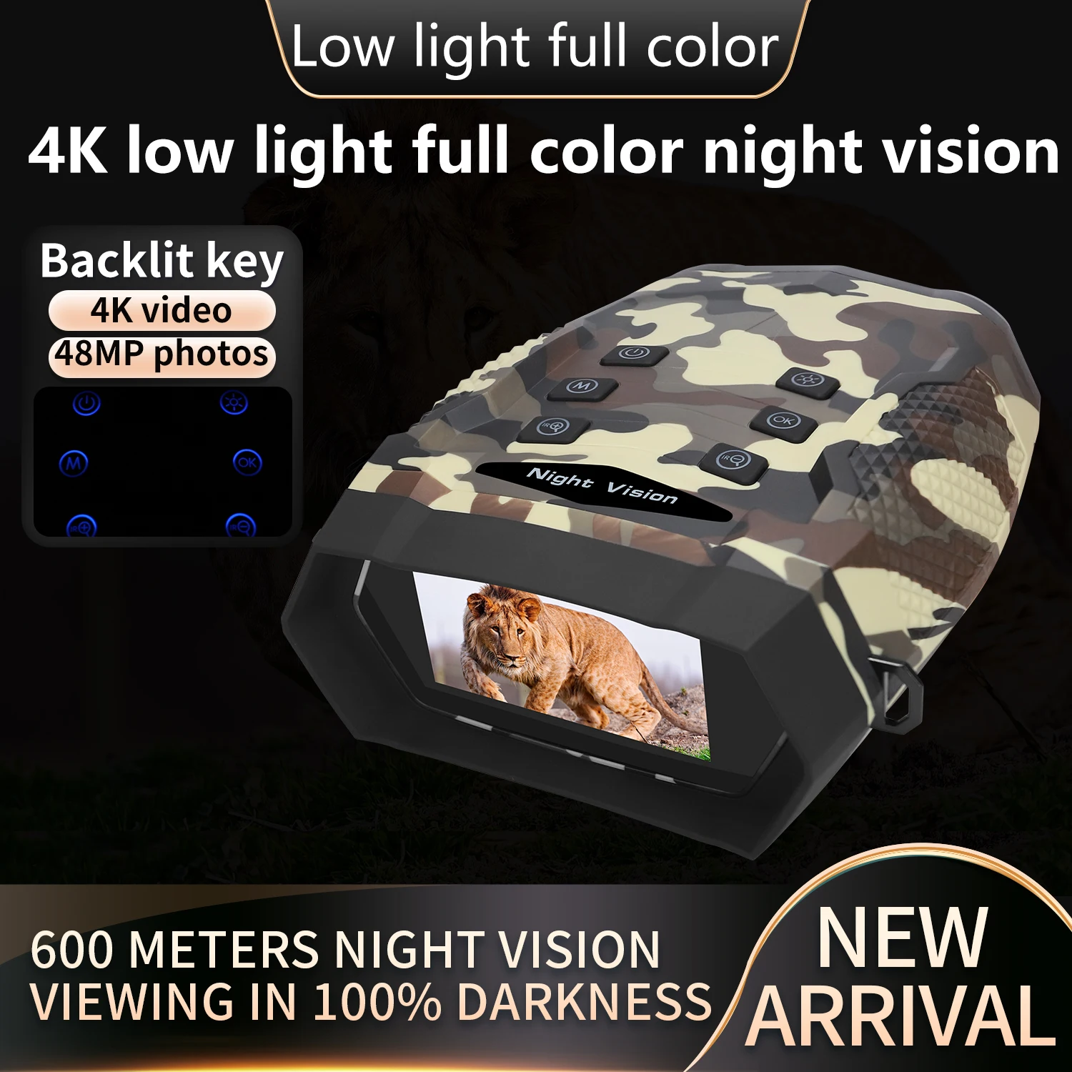 

Z525 Hunting Camera 4K Low-light All-rounder Night Vision 3-inch TFT 8X Digital Zoom IP65 Waterproof All-black Visible 600M