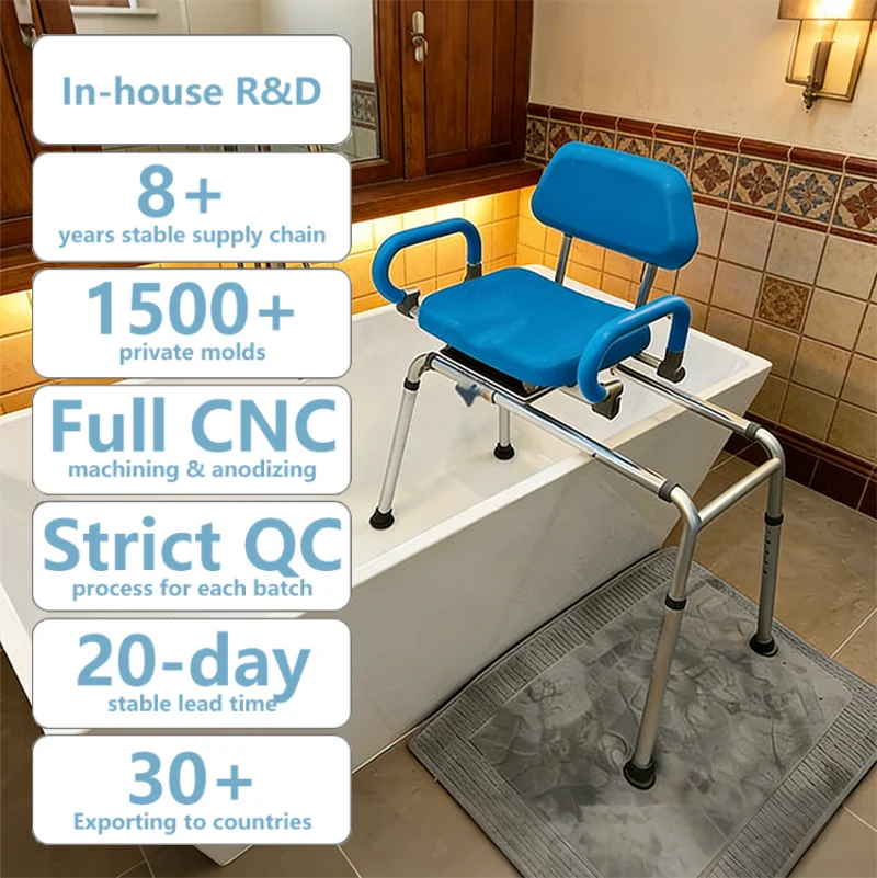 Simplywalk Aluminum 150KG Bath Shower Chair Compact Bathtub Handicapped MDR CE Certification Strategic Partner Rehabilitation