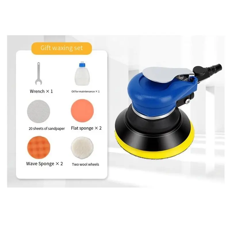 For Car Rust Removal And Polishing 5-Inch Air Palm Random Orbital Sander, Waxing Kit Included