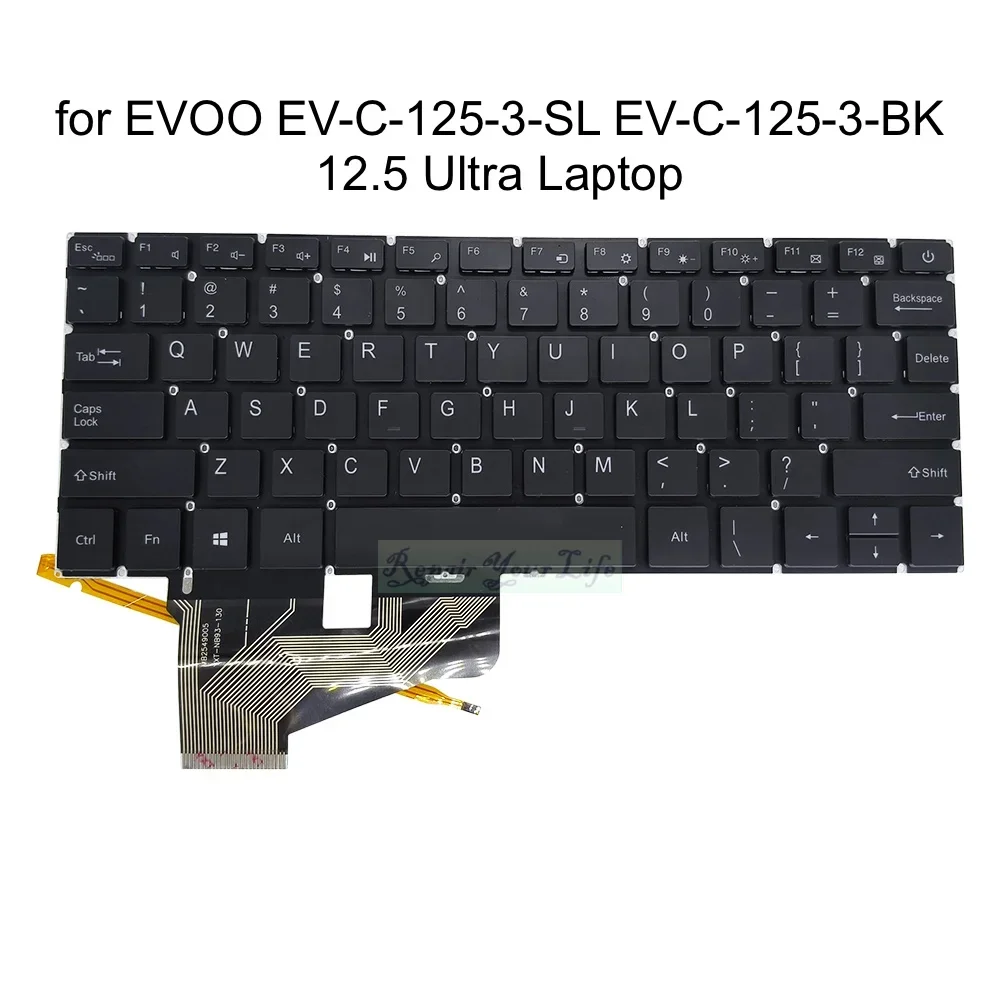 US Backlit Keyboard For EVOO EV-C-125-3-SL EV-C-125-3-BK 12.5