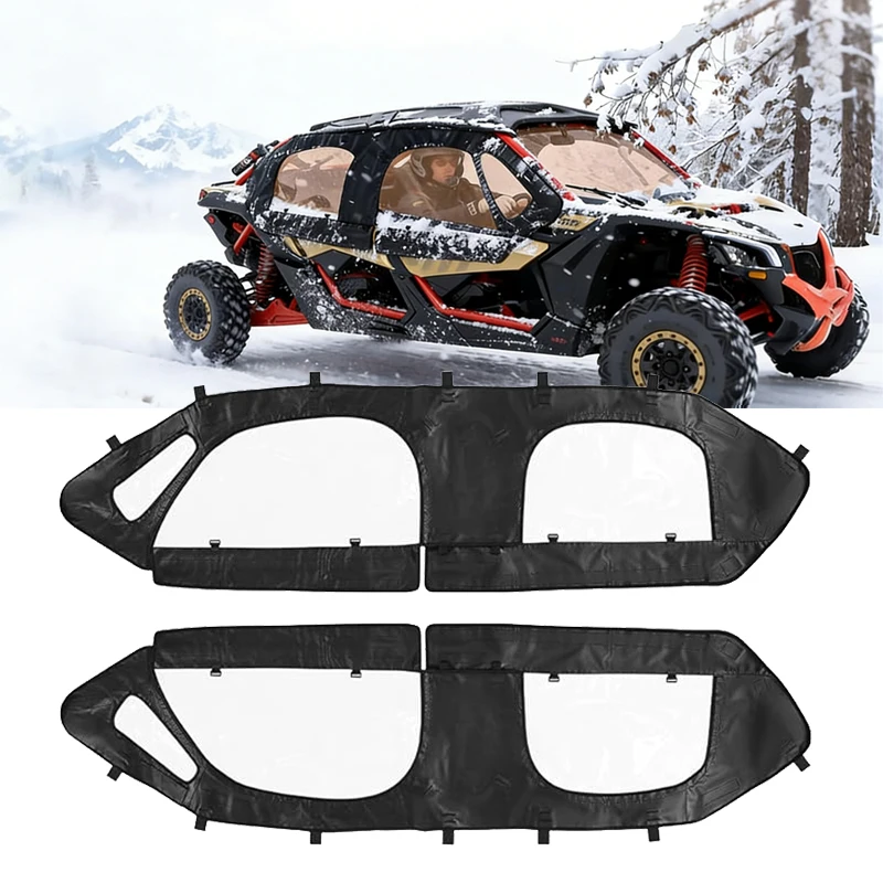 

Мягкие верхние двери для Can-Am Maverick X3 MAX 2017-2024 (4 места), водонепроницаемые, из ПВХ, защита от ветра, пылезащитные, термозащитные.