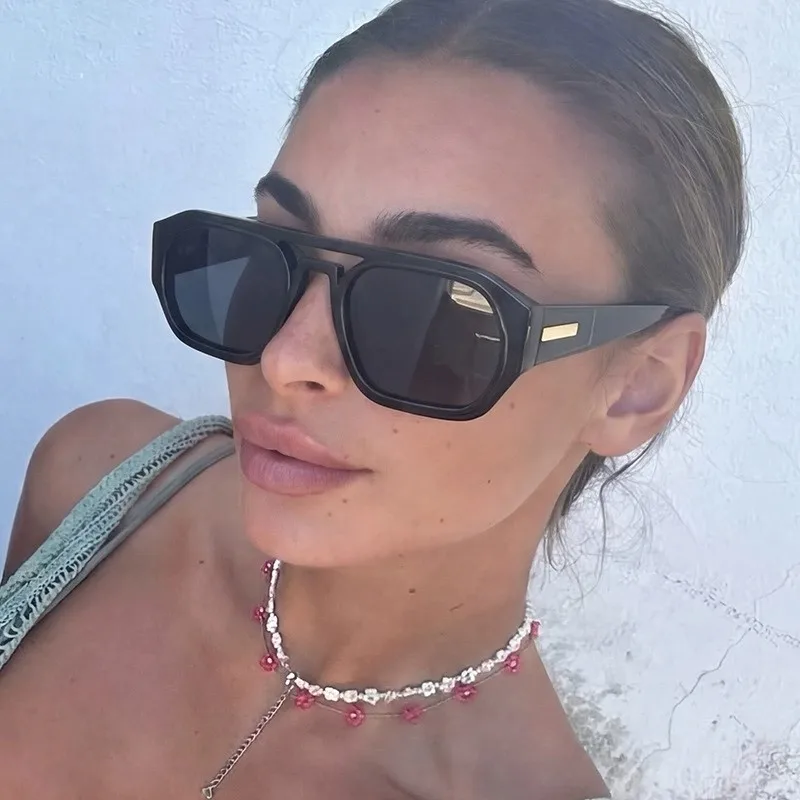 Retro Double Bridge Aviator Sunglasses for Women Men Oversized Vintage Pilot Sun Glasses UV400 Protection Luxury Fashion Shades