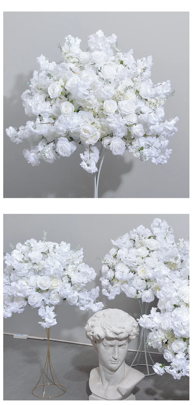 Künstliche Weiße Kirschblüten-Larkspur-Blumenkugel Hochzeitstisch-Mittelstück Blumendekoration Heiratsantrag Heim-Party-Event Großhandel – Detail 10