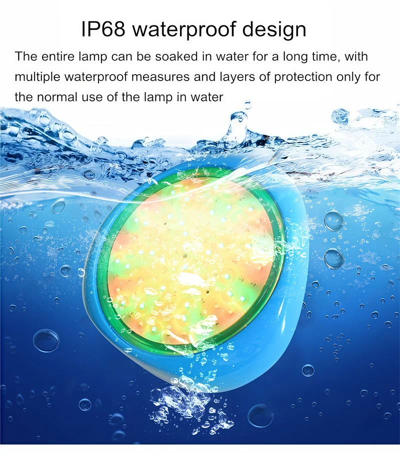 

Colorful RGB LED Swimming Pool Light 10W 20W Submersible Night Lamp with Remote Control Color-Changing Underwater Lighting IP68