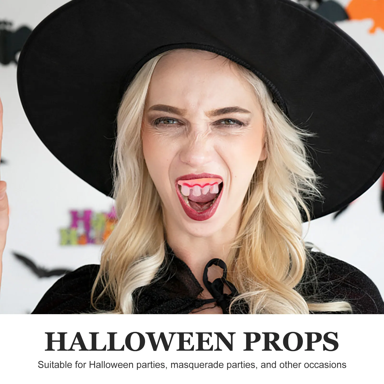 5 szt. Zestaw sztucznych zębów z dziurami, pęknięciami, odpryskami, wyglądających nieprzyjemnie, czarnych, idealnych na Halloween, Wielkanoc, maskaradę, dla strasznego wygląd, sztuczne zęby