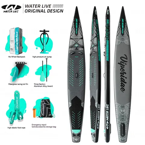 WATERLIVE VIPEP 경쟁 패들 보드 SUP 보드 23/25 ”휴대용 풍선 서핑 보드 수상 스포츠 레이싱 보트 세트