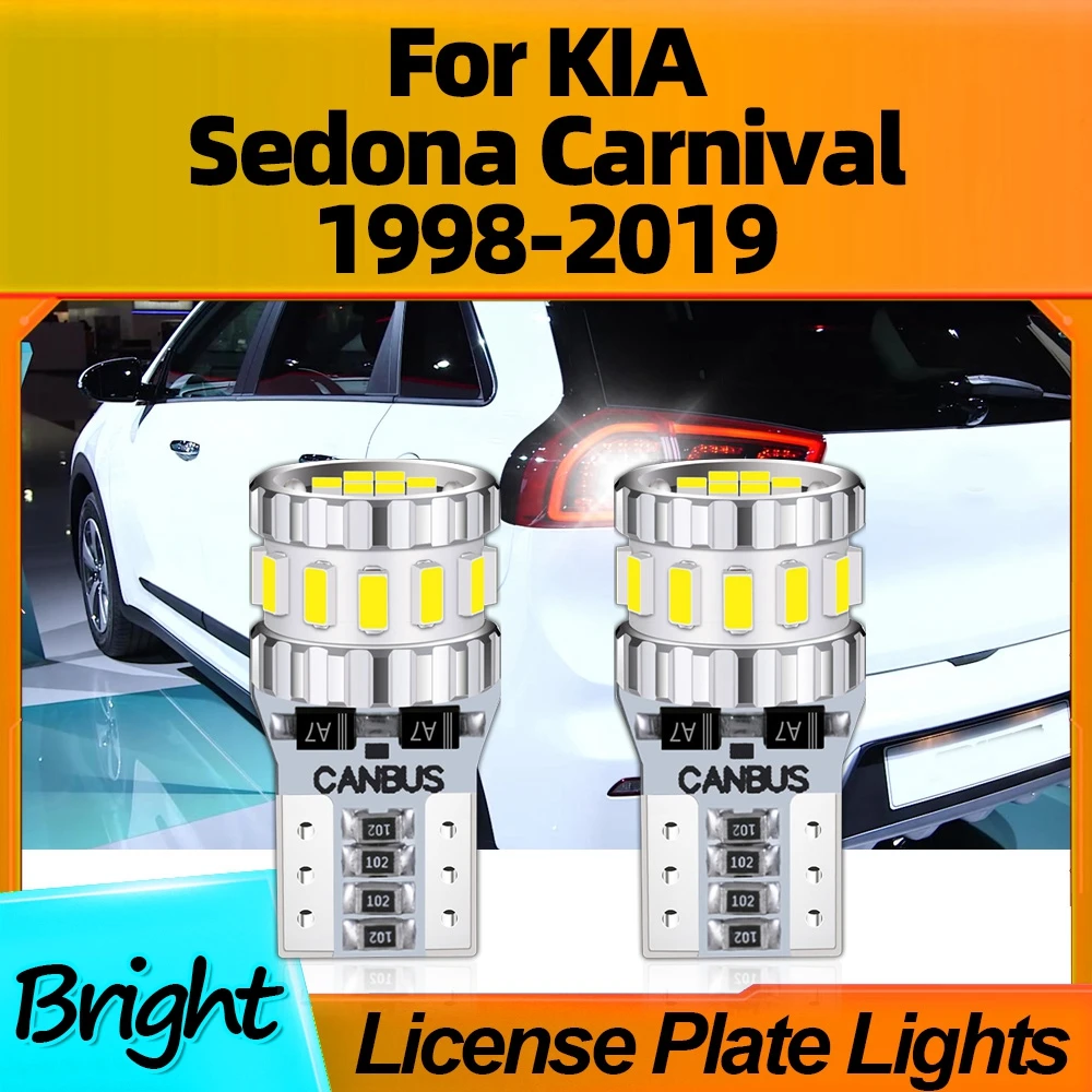 

2Pcs T10 W5W Auto Bulbs LED License Plate Lights CSP Canbus For KIA Sedona Carnival 1998 1999 2000 2001 2002 2003 2004 2005-2019