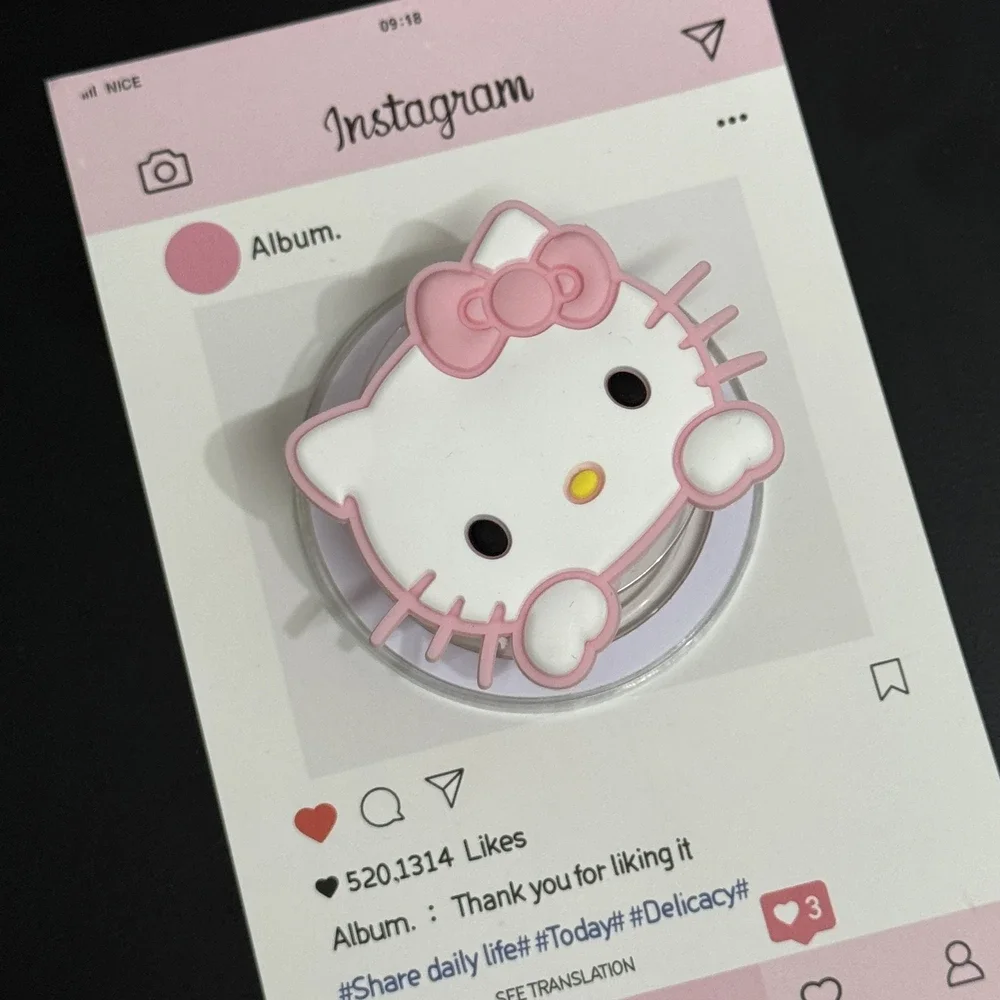 Suporte magnético aperto tok griptok suporte do telefone suporte bonito dos desenhos animados sanrio olá kitty para iphone samsung magsafe smart tok