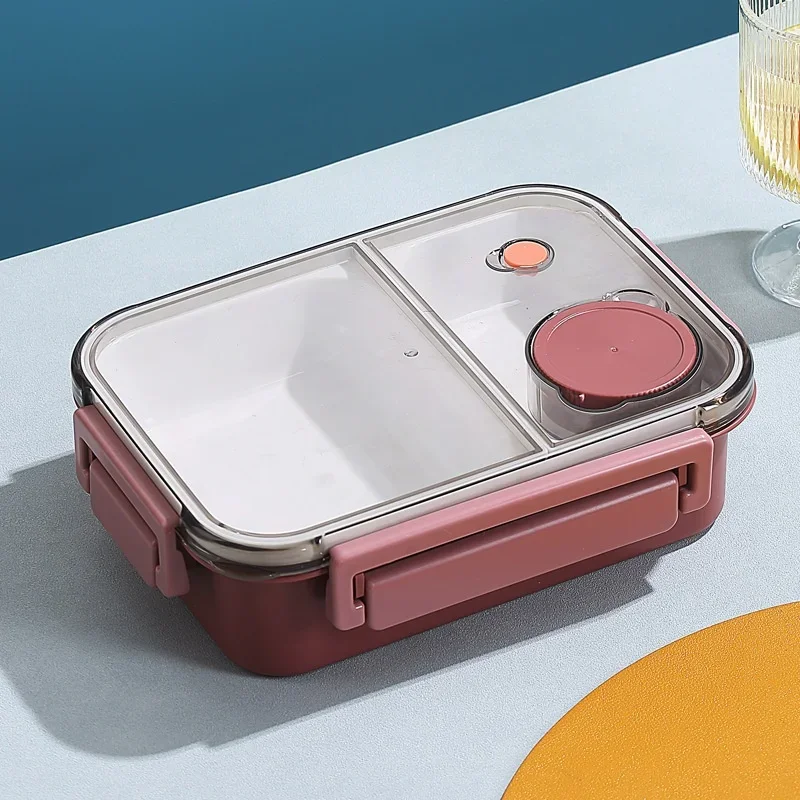 850 ml Lunchbox aus Kunststoff, tragbar, mikrowellengeeignet, Bento-Box mit Saucenbox, Büro, Schule, Reisen, auslaufsicherer Lebensmittelaufbewahrungsbehälter